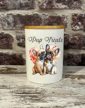 Load image into Gallery viewer, Dog Treat Canister - Watercolour Frenchies