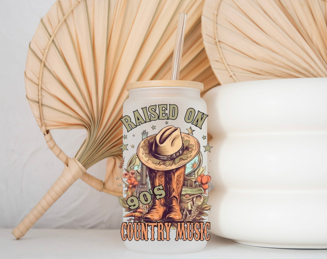 Glass Coffee Cup - Raised On 90’s Country Music