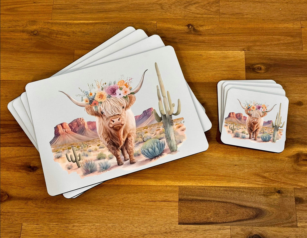 Placemat & Coaster Set - Cactus Highland