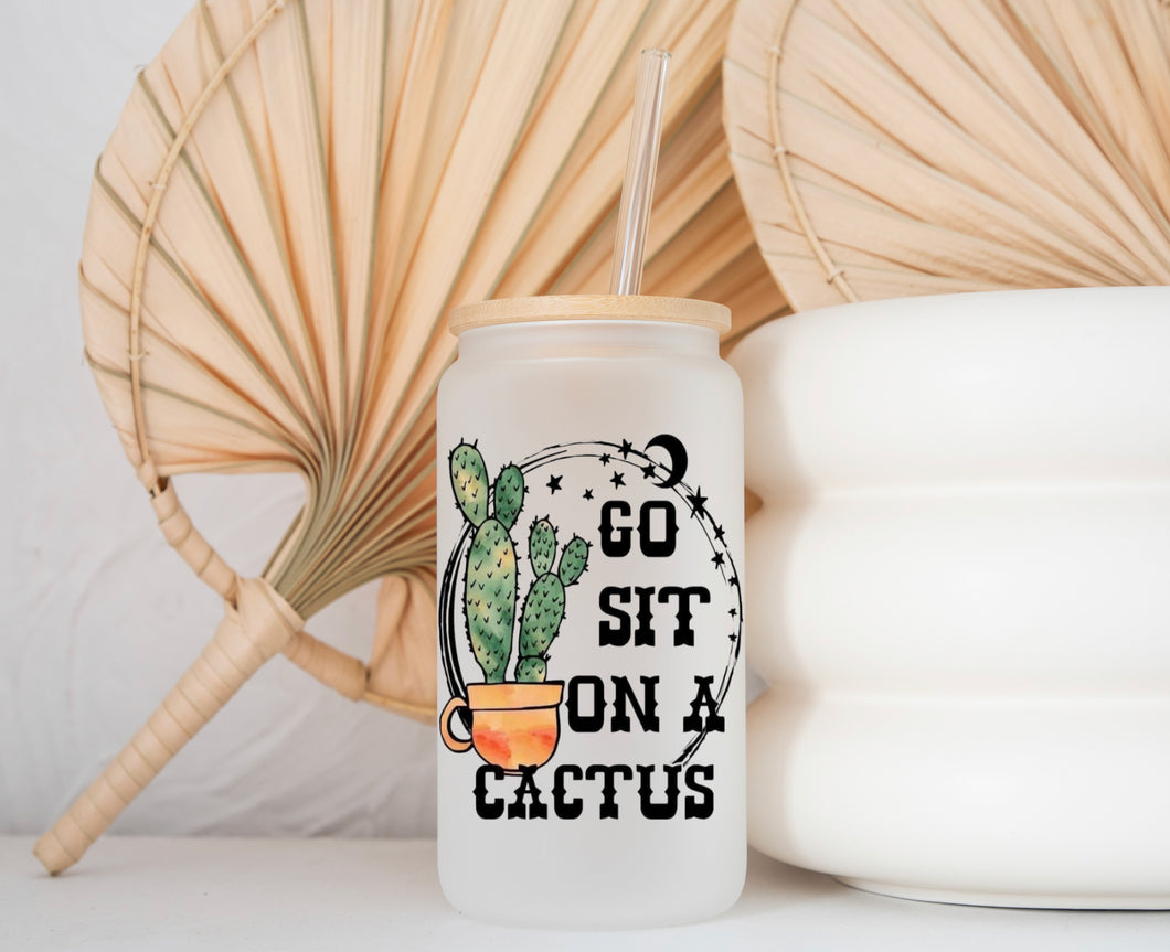 Glass Coffee Cup - Sit On A Cactus