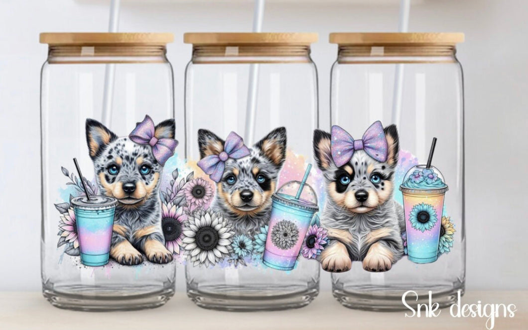 Glass Coffee Cup - Blue Heeler