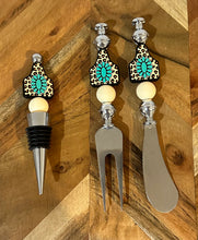 Load image into Gallery viewer, Beaded Cheese Knife &amp; Wine Stopper Set - Design 8
