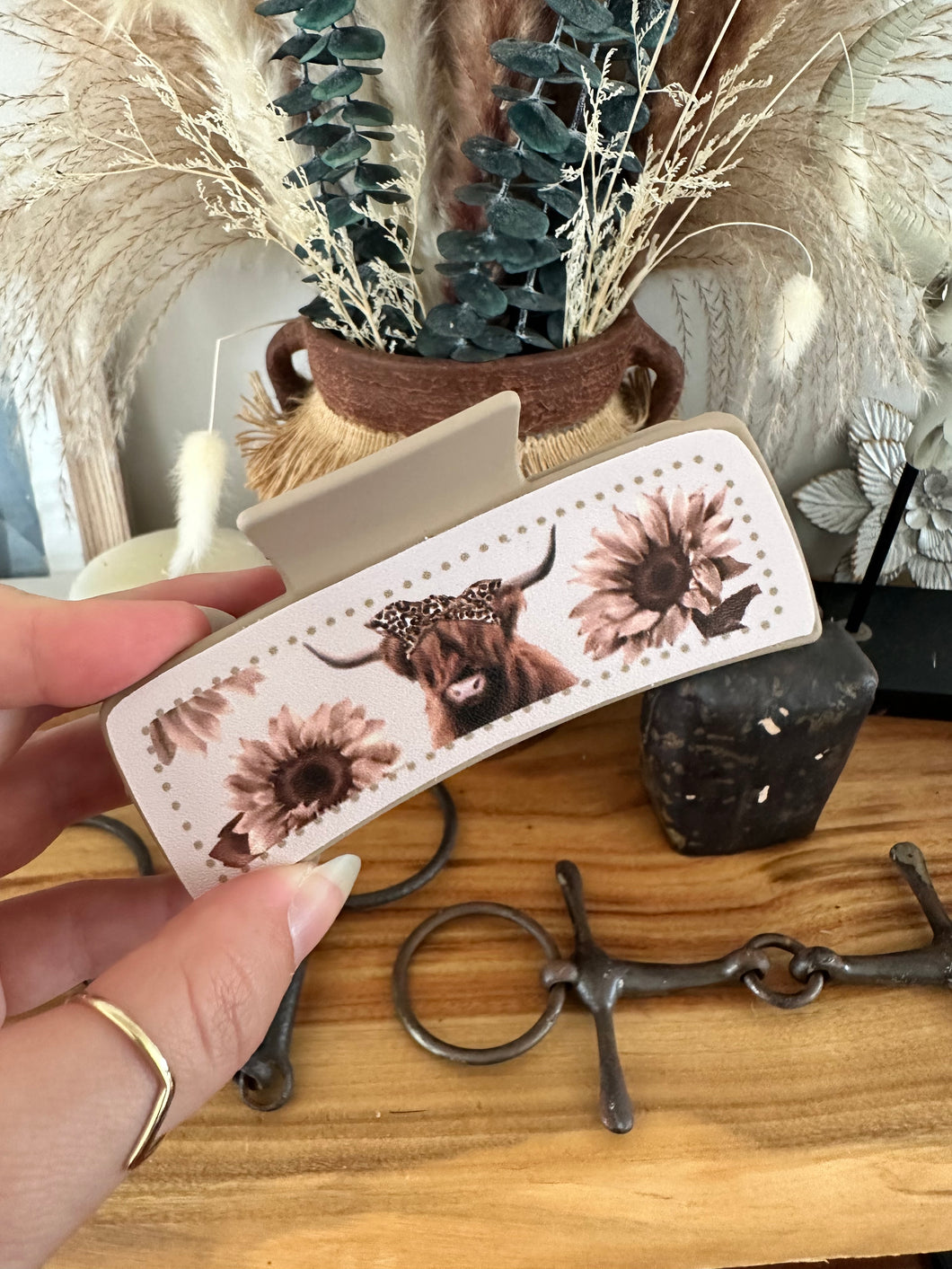 Faux Leather Light Highland Hair Clip