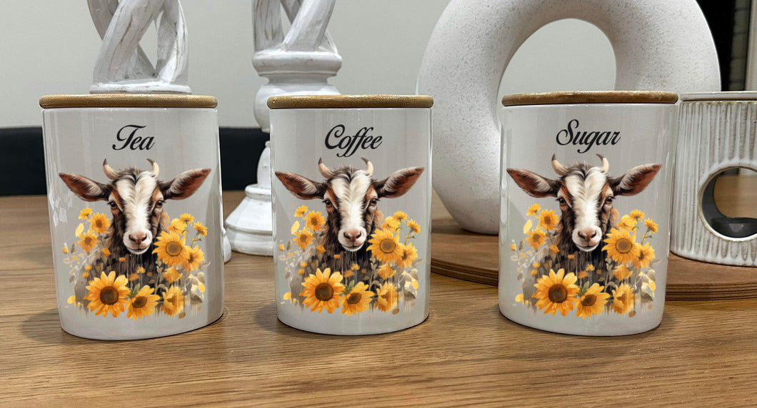 Country Storage Canisters - Sunflower Goat Collection