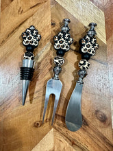 Load image into Gallery viewer, Beaded Cheese Knife &amp; Wine Stopper Set - Design 14
