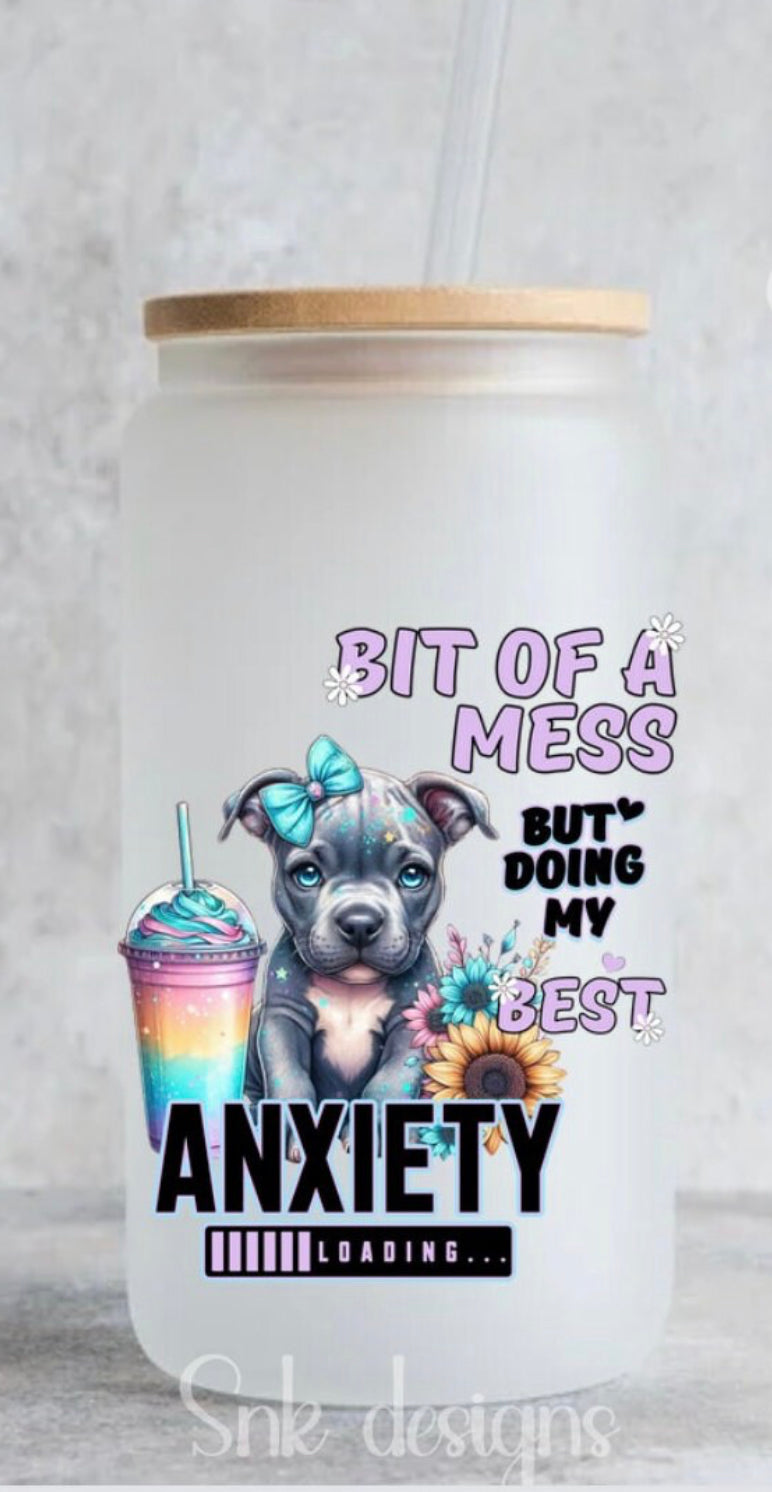 Glass Coffee Cup - Doing My Best ~ Pitbull