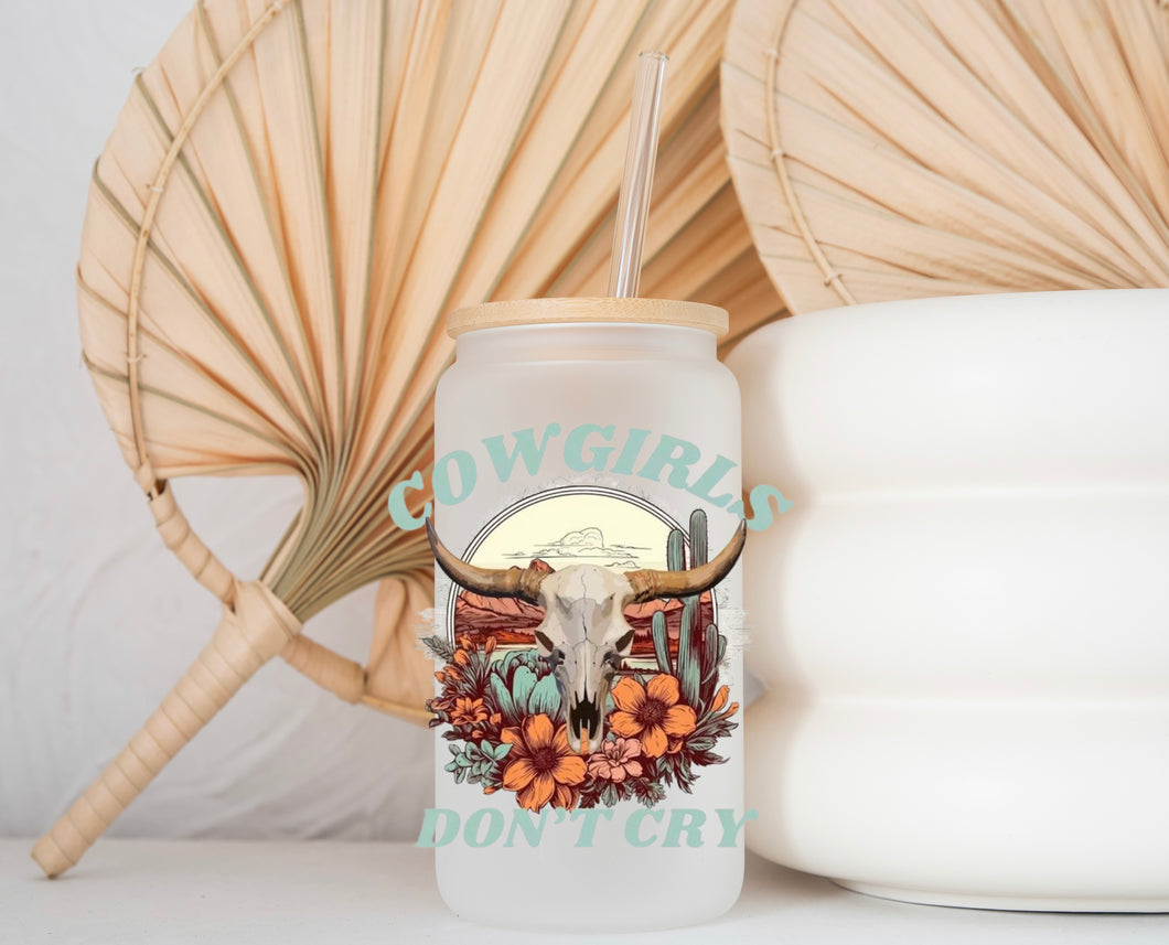 Glass Coffee Cup - Cowgirls Don’t Cry