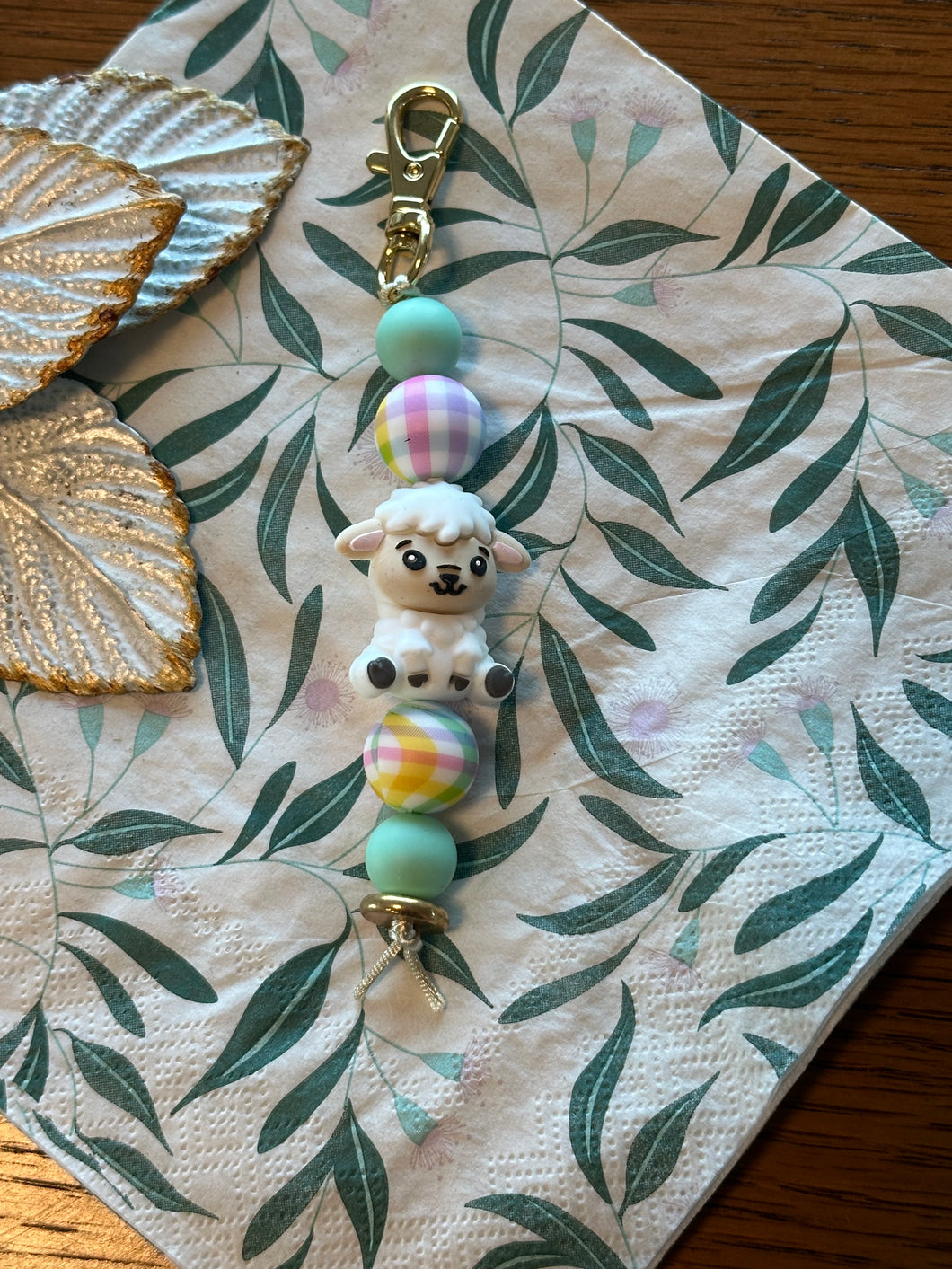 Beaded Keyring - Lamb