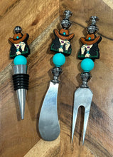 Load image into Gallery viewer, Beaded Cheese Knife &amp; Wine Stopper Set - Design 9
