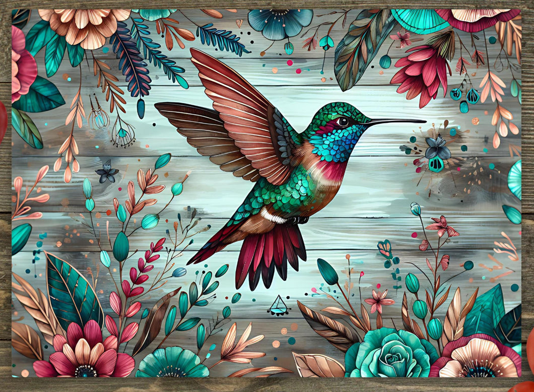 Glass Chopping Board - Hummingbird