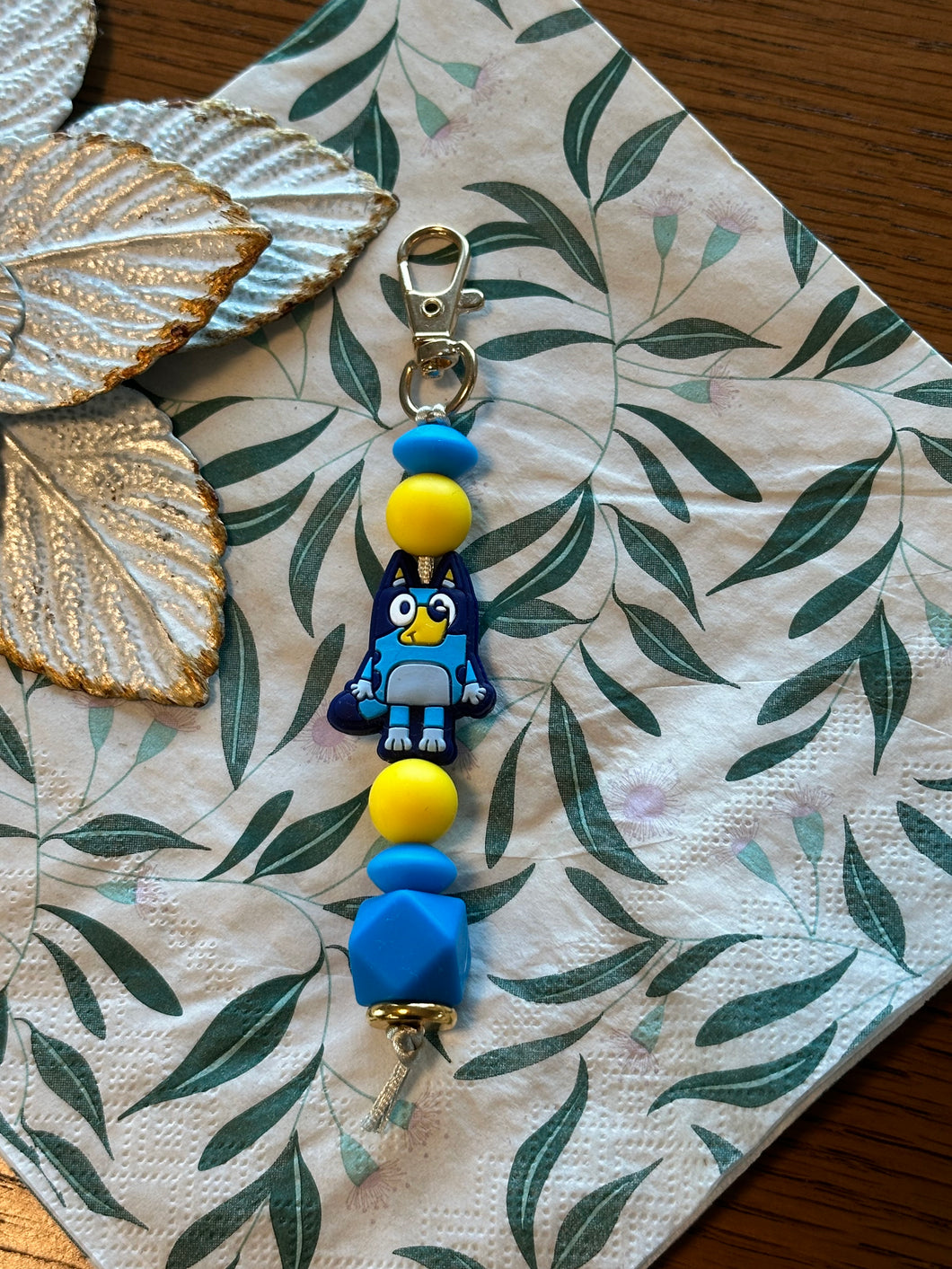 Beaded Keyring - Blue Dog - Style 2
