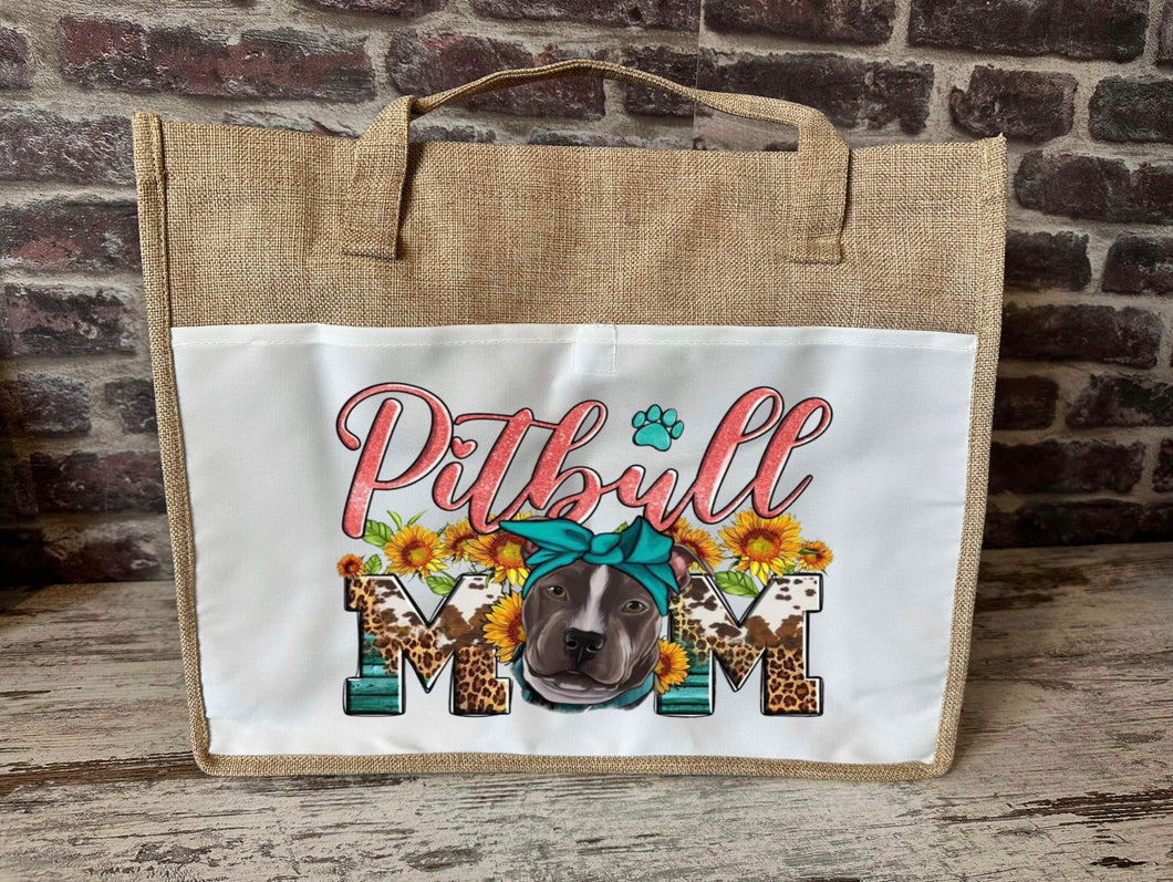 Large Canvas Tote Bag - Pitbull Mum