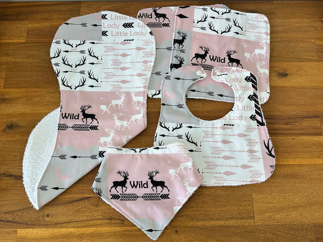 Bib, Burp & Wash Cloth Set - Little Lady Patchwork