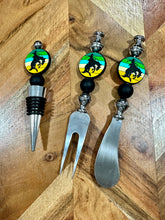 Load image into Gallery viewer, Beaded Cheese Knife &amp; Wine Stopper Set - Design 13
