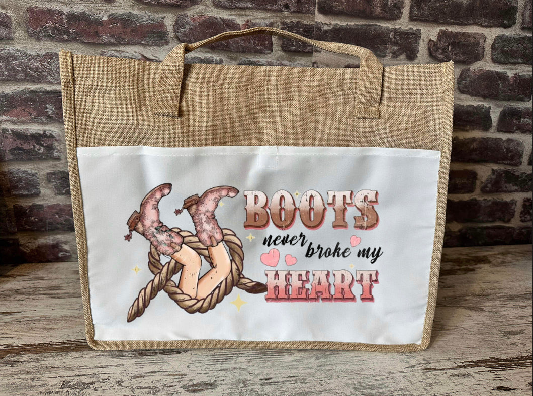 Large Canvas Tote Bag - Boots Never Broke My Heart