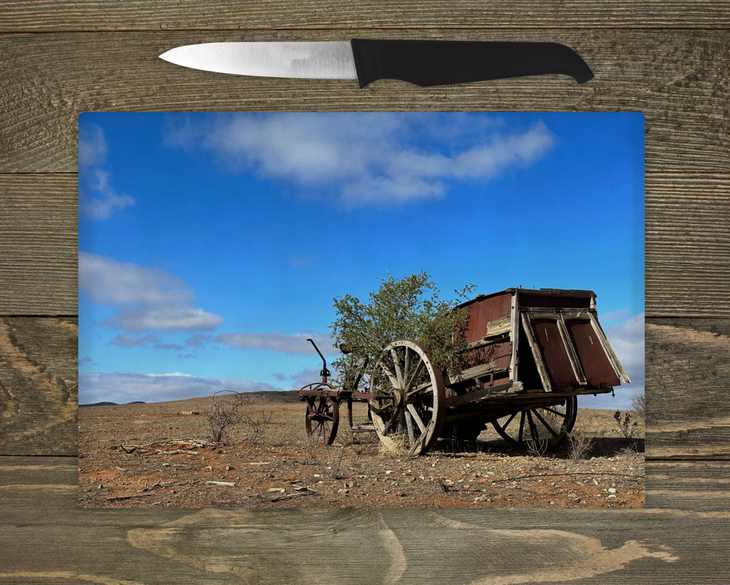 Glass Chopping Board - Rustic Wagon