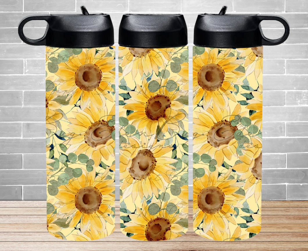 Insulated Water Bottle - Eucalyptus Sunflower