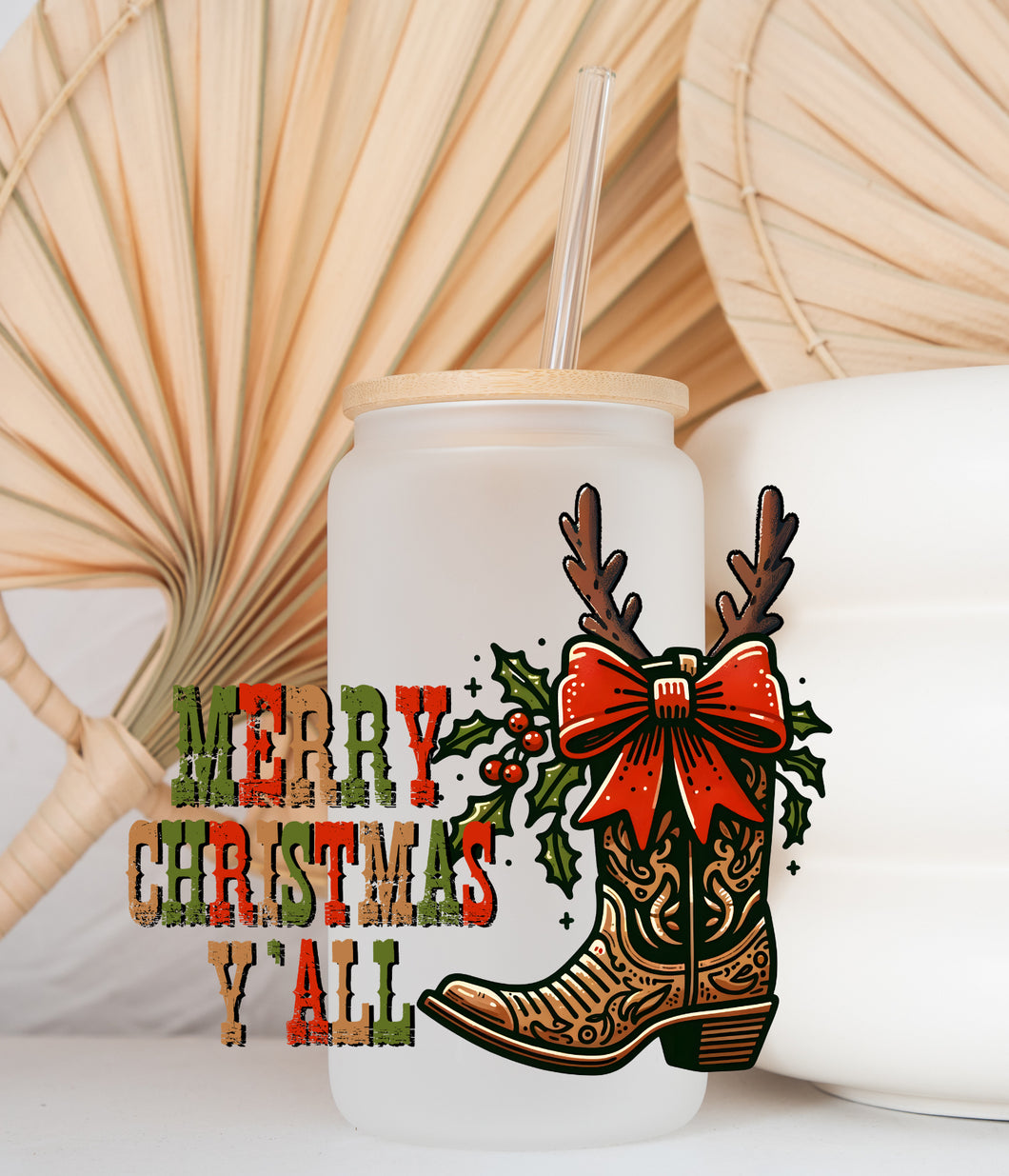 Glass Coffee Cup - Merry Christmas Yall