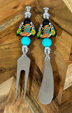 Load image into Gallery viewer, Beaded Cheese Knife &amp; Wine Stopper Set - Design 4
