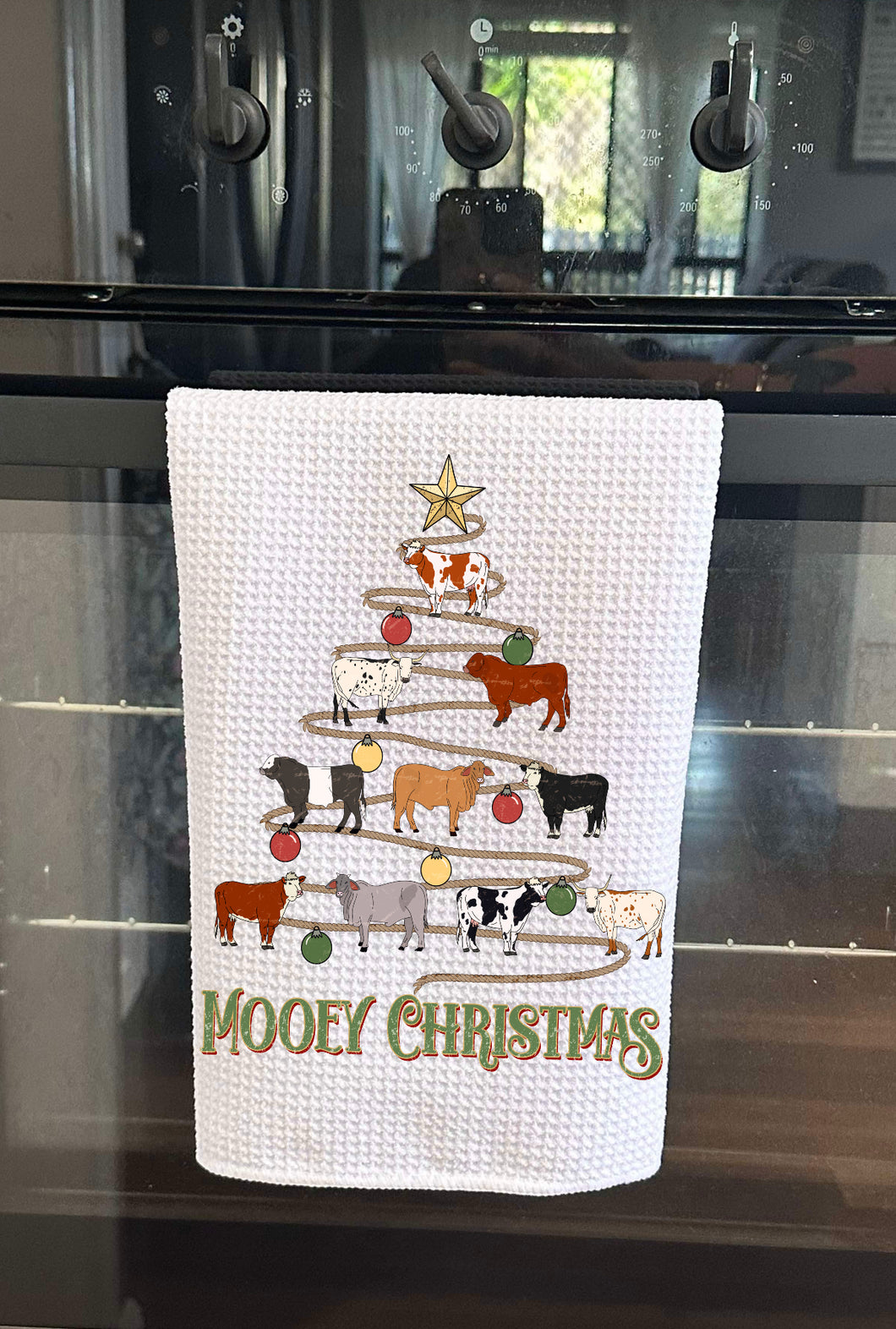 Christmas Printed Tea Towel - Mooey Christmas Tree