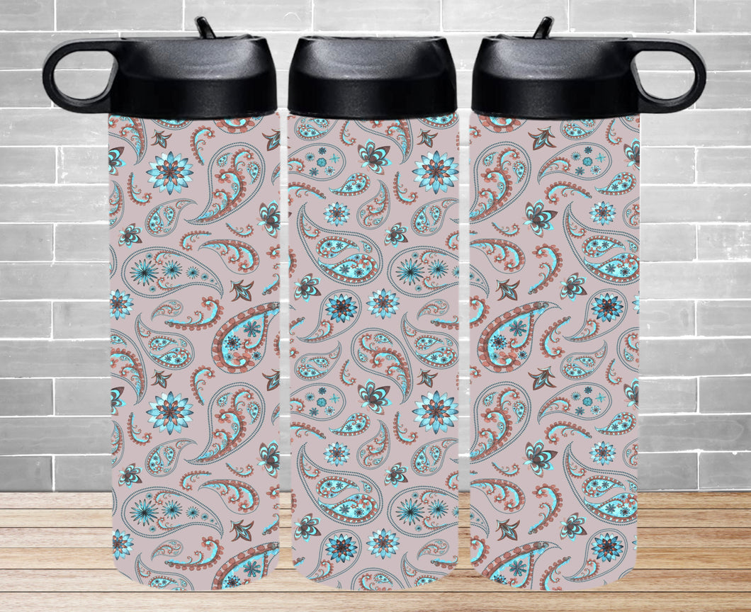 Insulated Water Bottle - Paisley Print 2