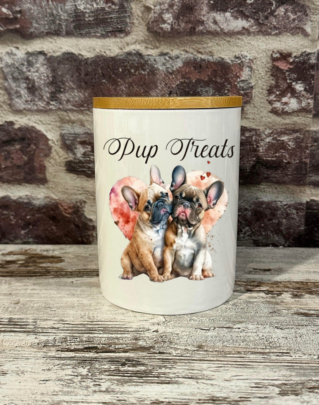 Dog Treat Canister - Watercolour Frenchies