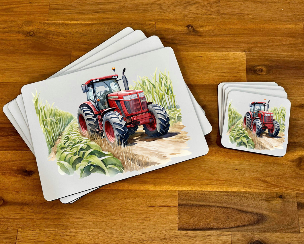 Placemat & Coaster Set - Red Tractor