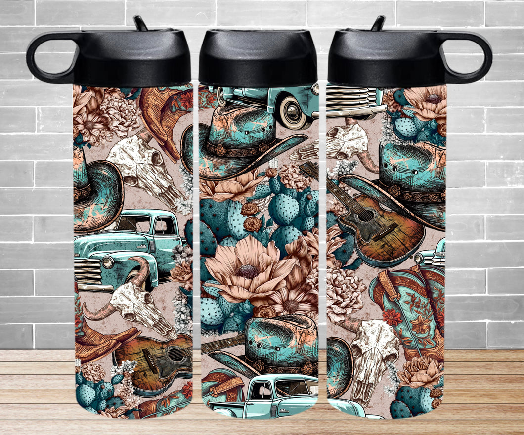 Insulated Water Bottle - Turquoise Jungle