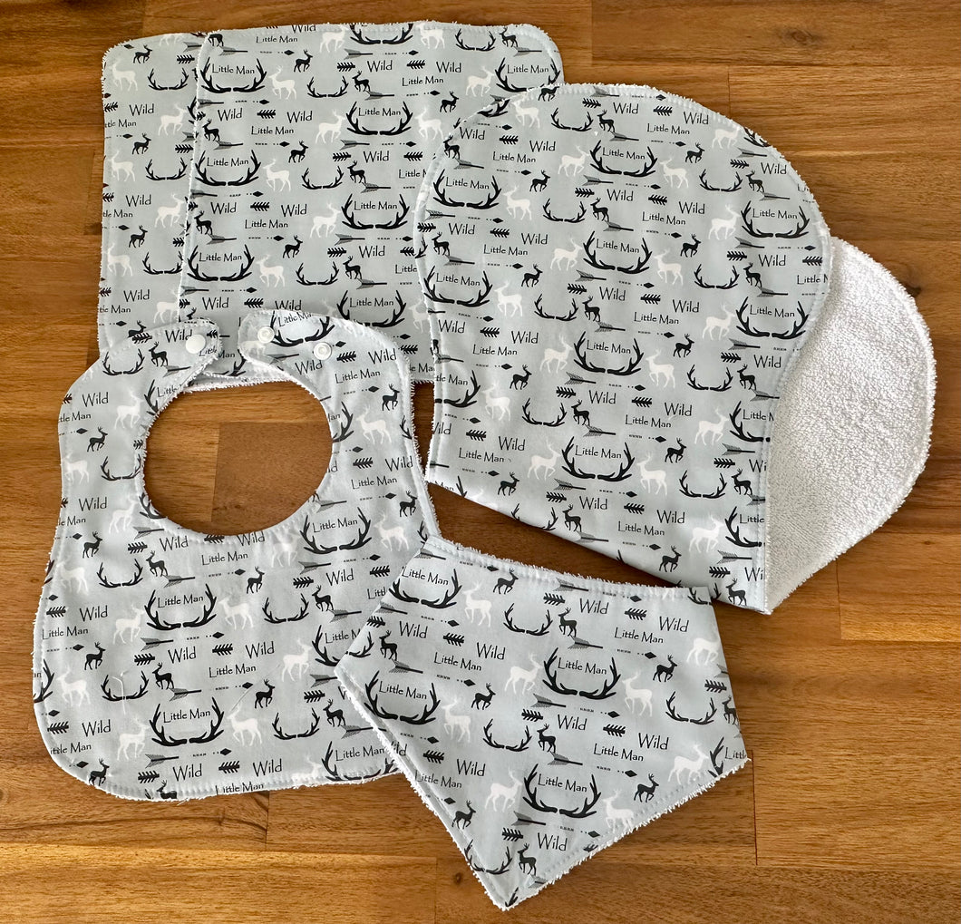 Bib, Burp & Wash Cloth Set - Little Man