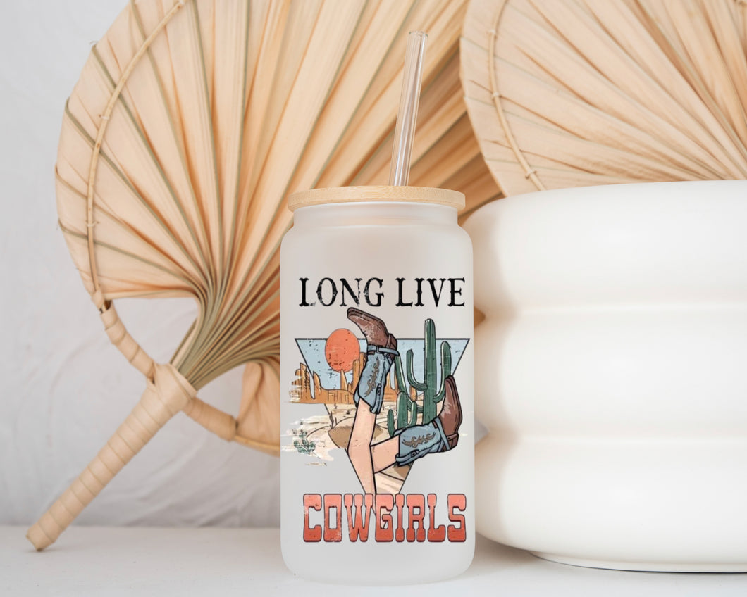 Glass Coffee Cup - Long Live Cowgirls