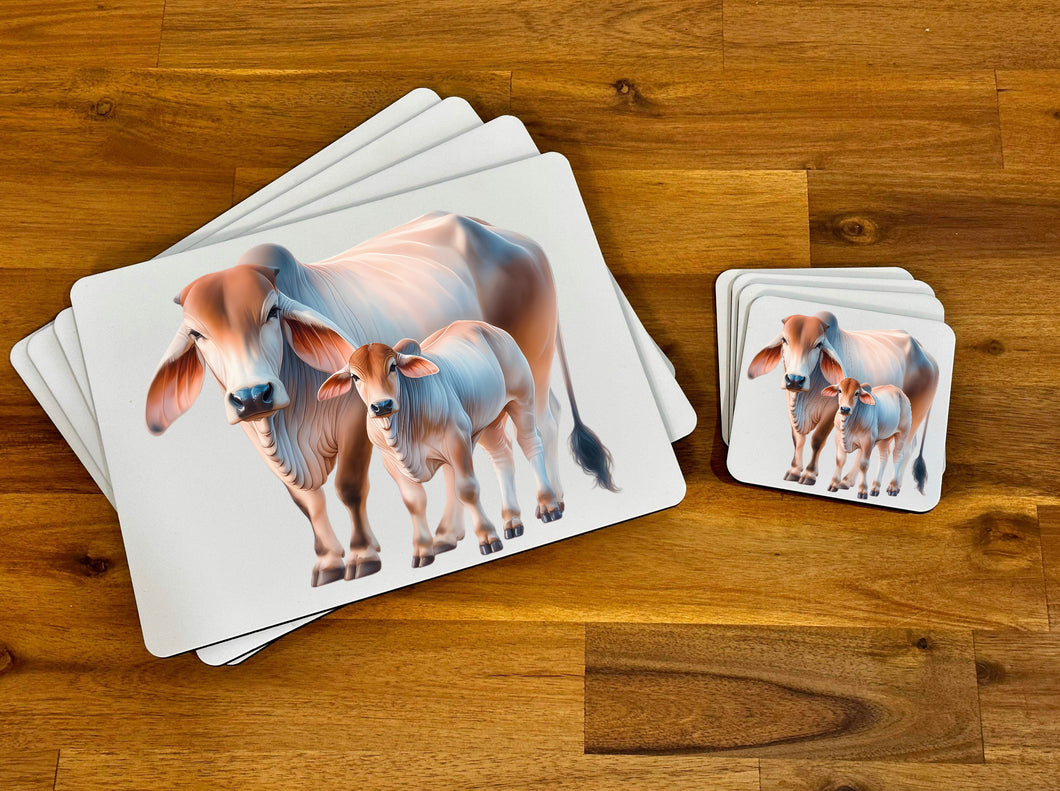 Placemat & Coaster Set - Brahman Mum & Calf