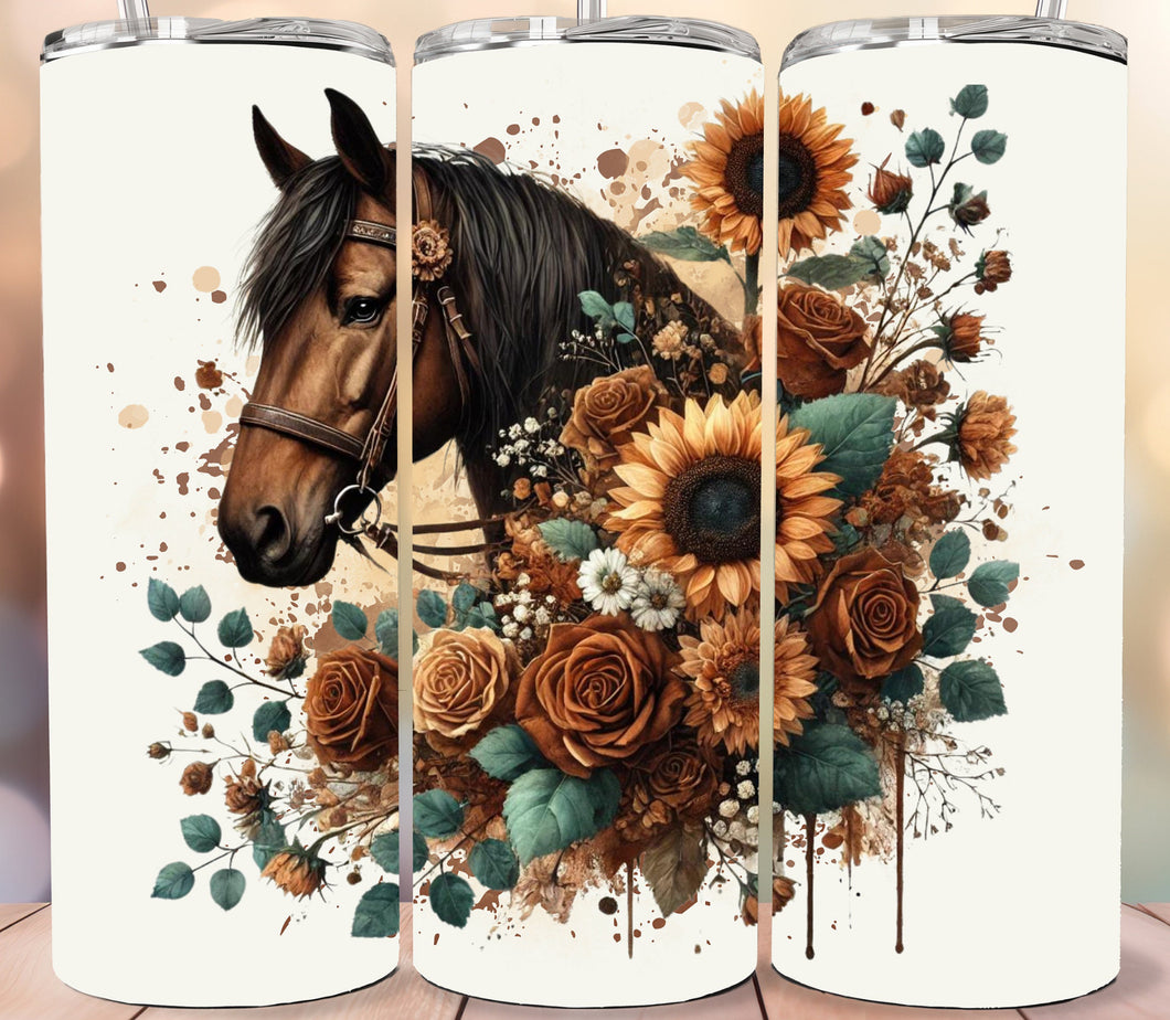 20oz Tumbler - Floral Horse