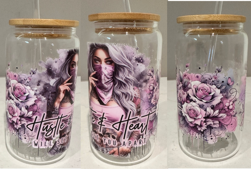 SALE - Glass Coffee Cup - Hustle
