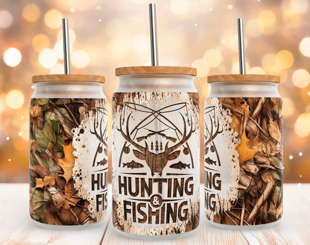 Glass Coffee Cup - Hunting & Fishing