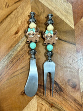 Load image into Gallery viewer, Beaded Cheese Knife &amp; Wine Stopper Set - Design 11
