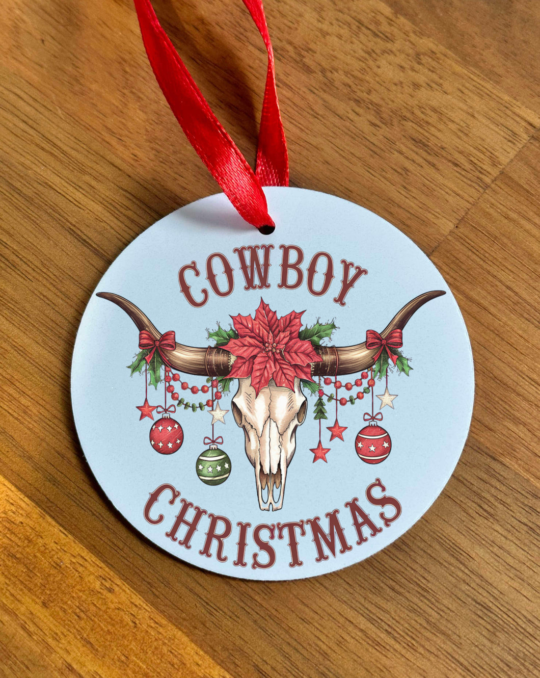 Christmas Bauble - Cowboy Xmas Skull