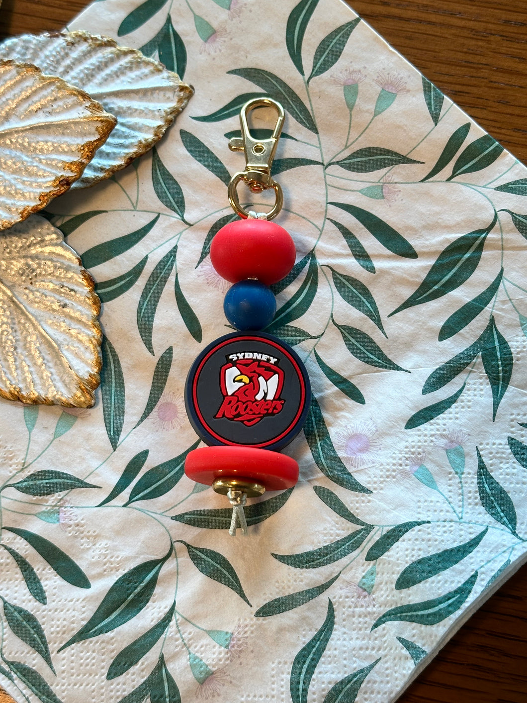 Beaded Keyring - NRL Roosters