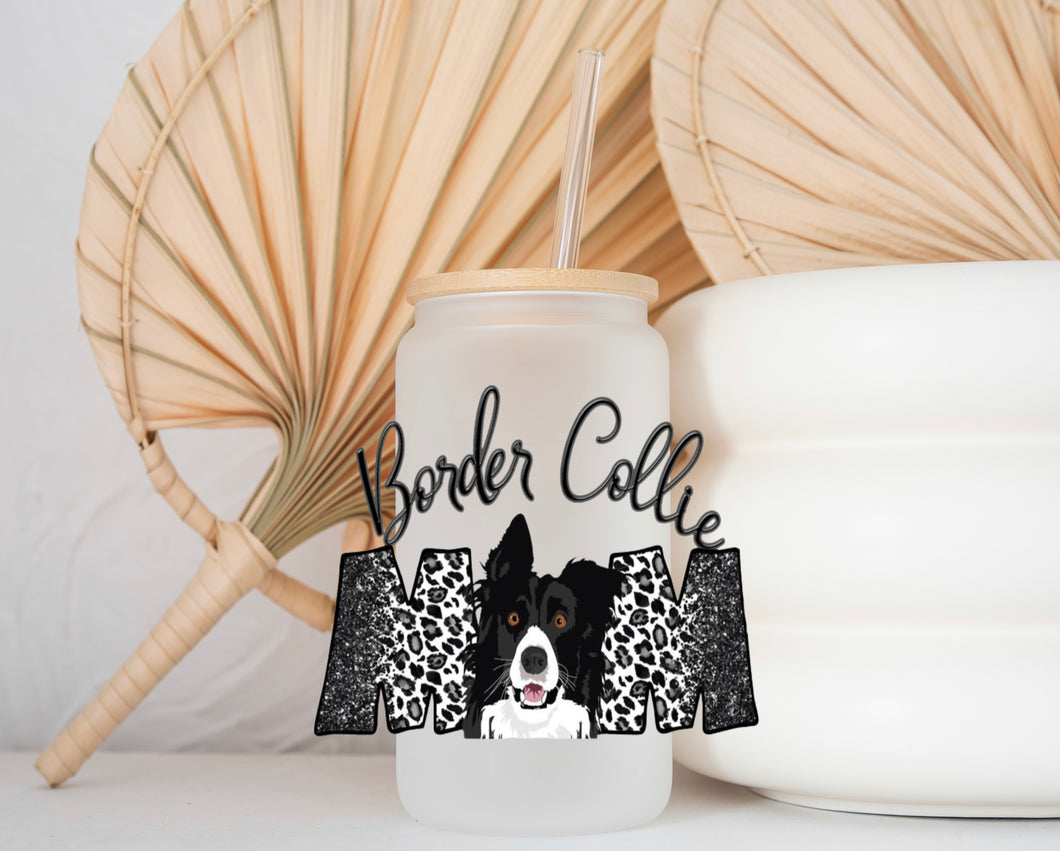 Glass Coffee Cup - Border Collie Mum