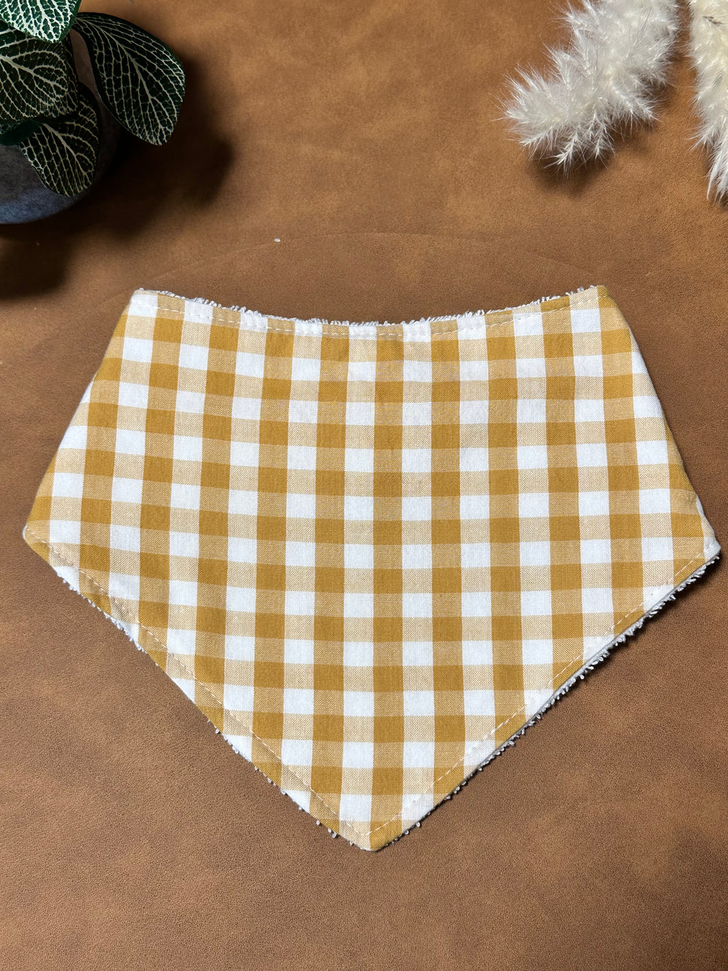 Bandana Bib - Mustard Gingham