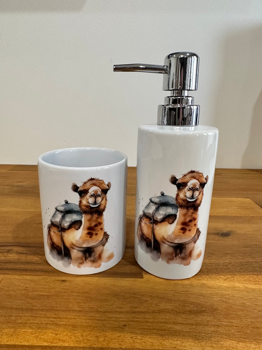 Soap Dispenser & Toothbrush Holder - Camel