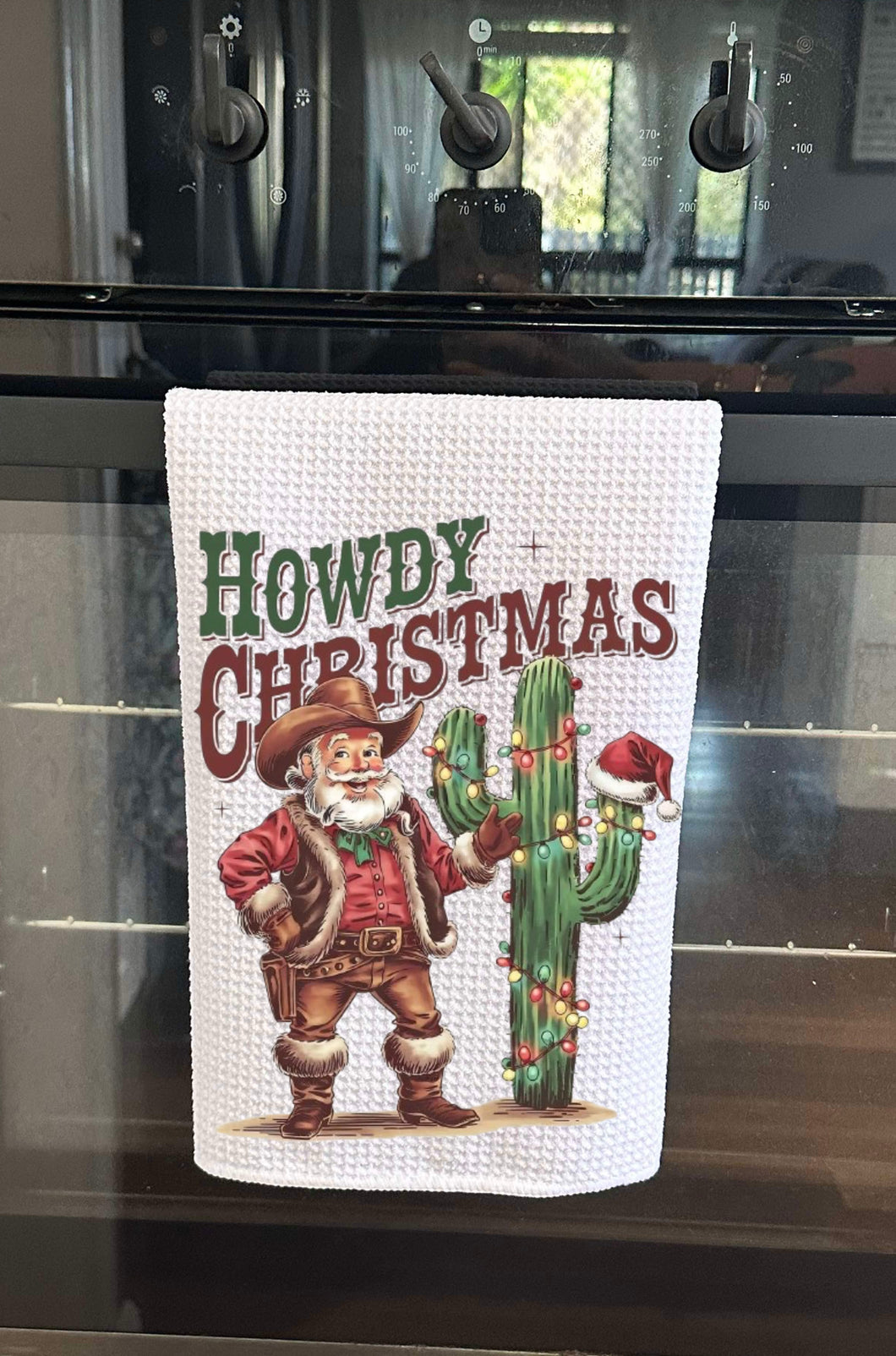 Christmas Printed Tea Towel - Howdy Christmas Santa