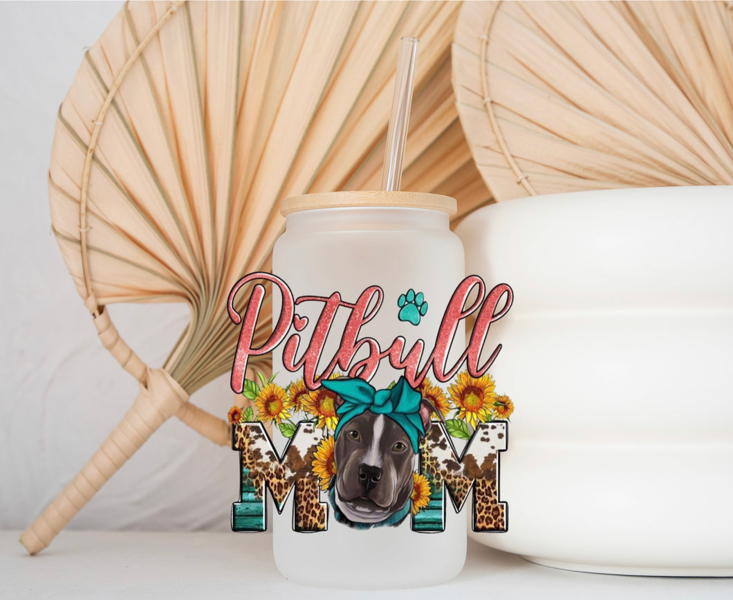 Glass Coffee Cup - Pitbull Mum