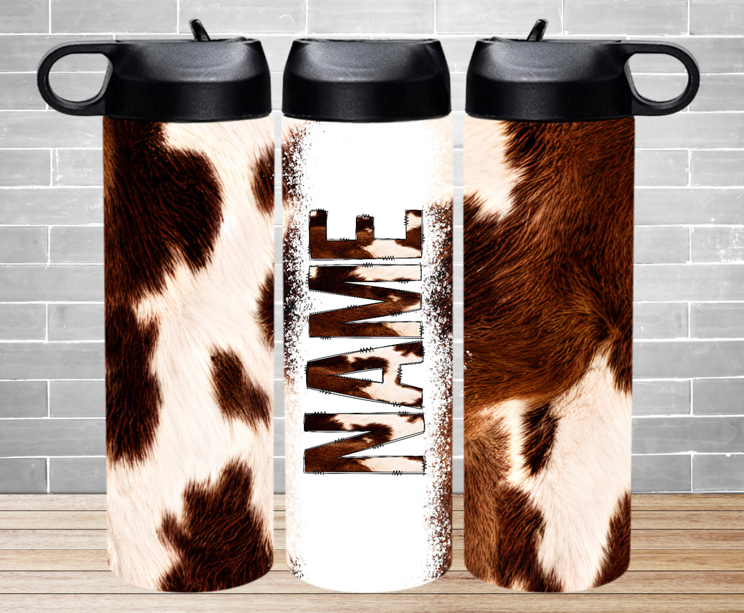 Insulated Water Bottle - Personalised Faux Cowhide