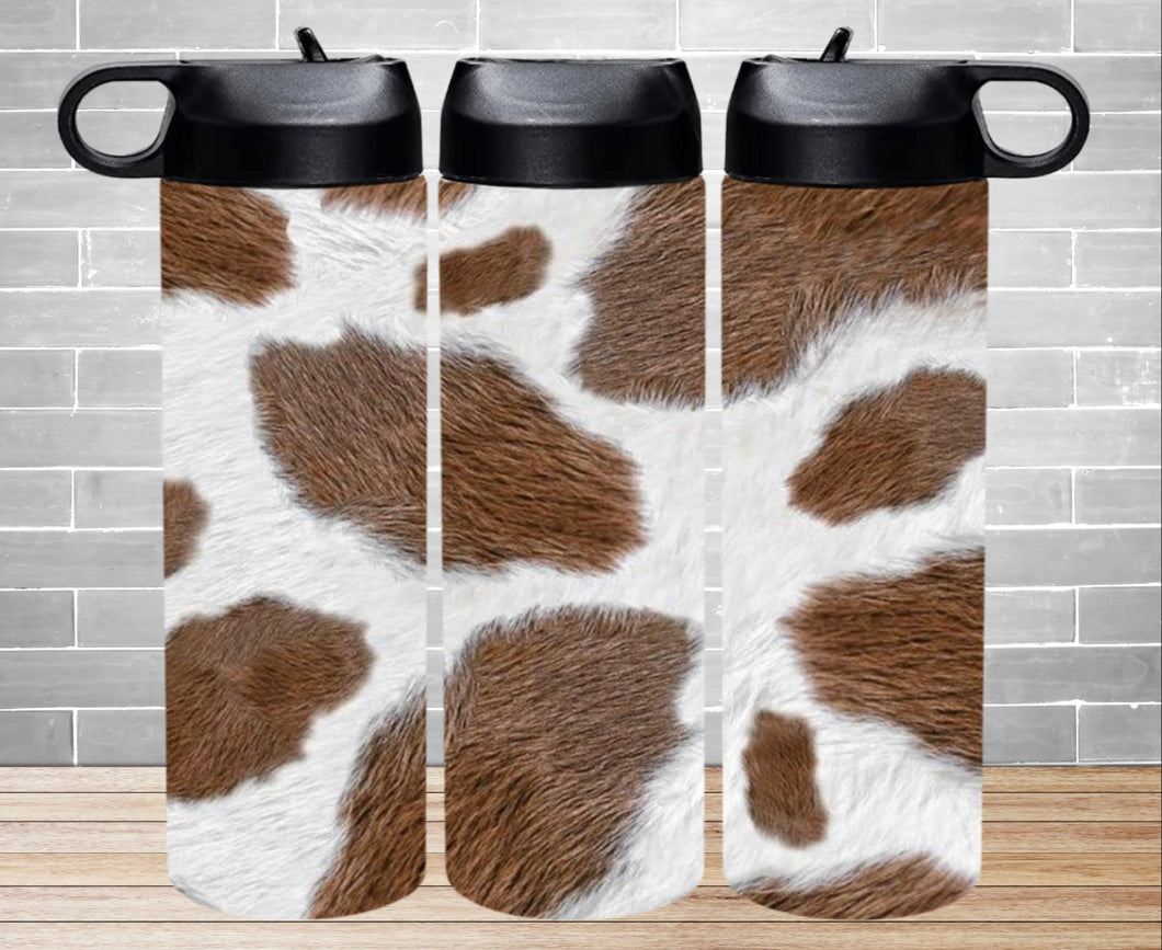 Insulated Water Bottle - Faux Cowhide