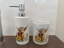 Load image into Gallery viewer, Soap Dispenser &amp; Toothbrush Holder - Sunflower Highland
