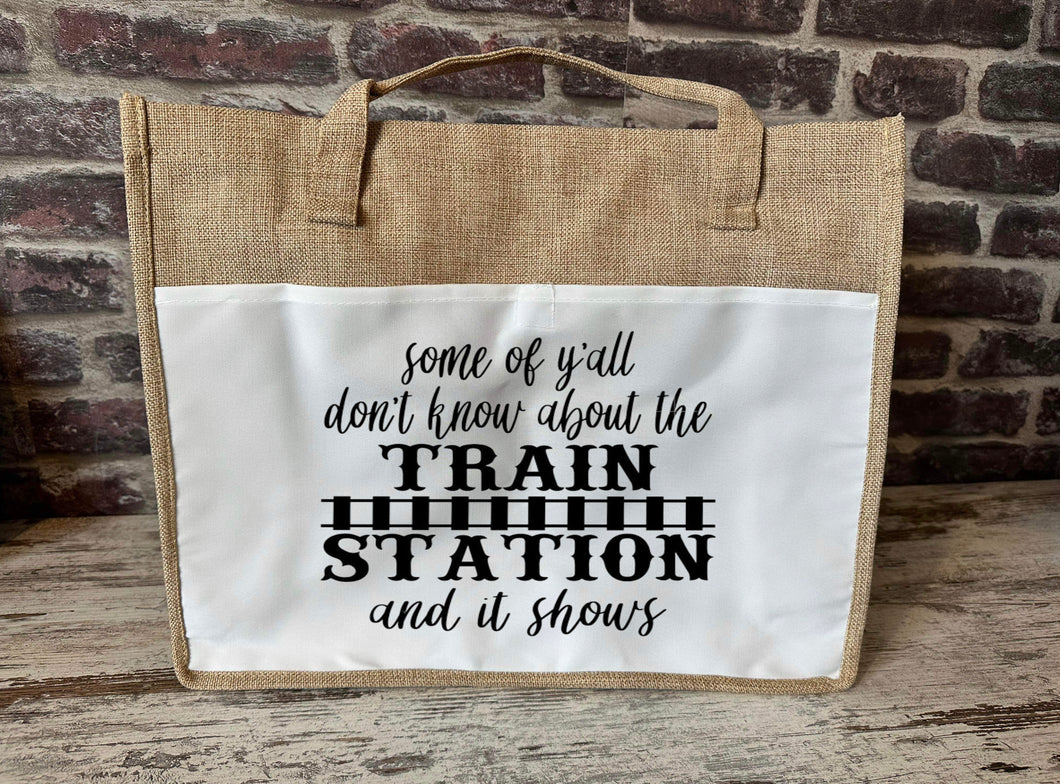 Large Canvas Tote Bag - Train Station