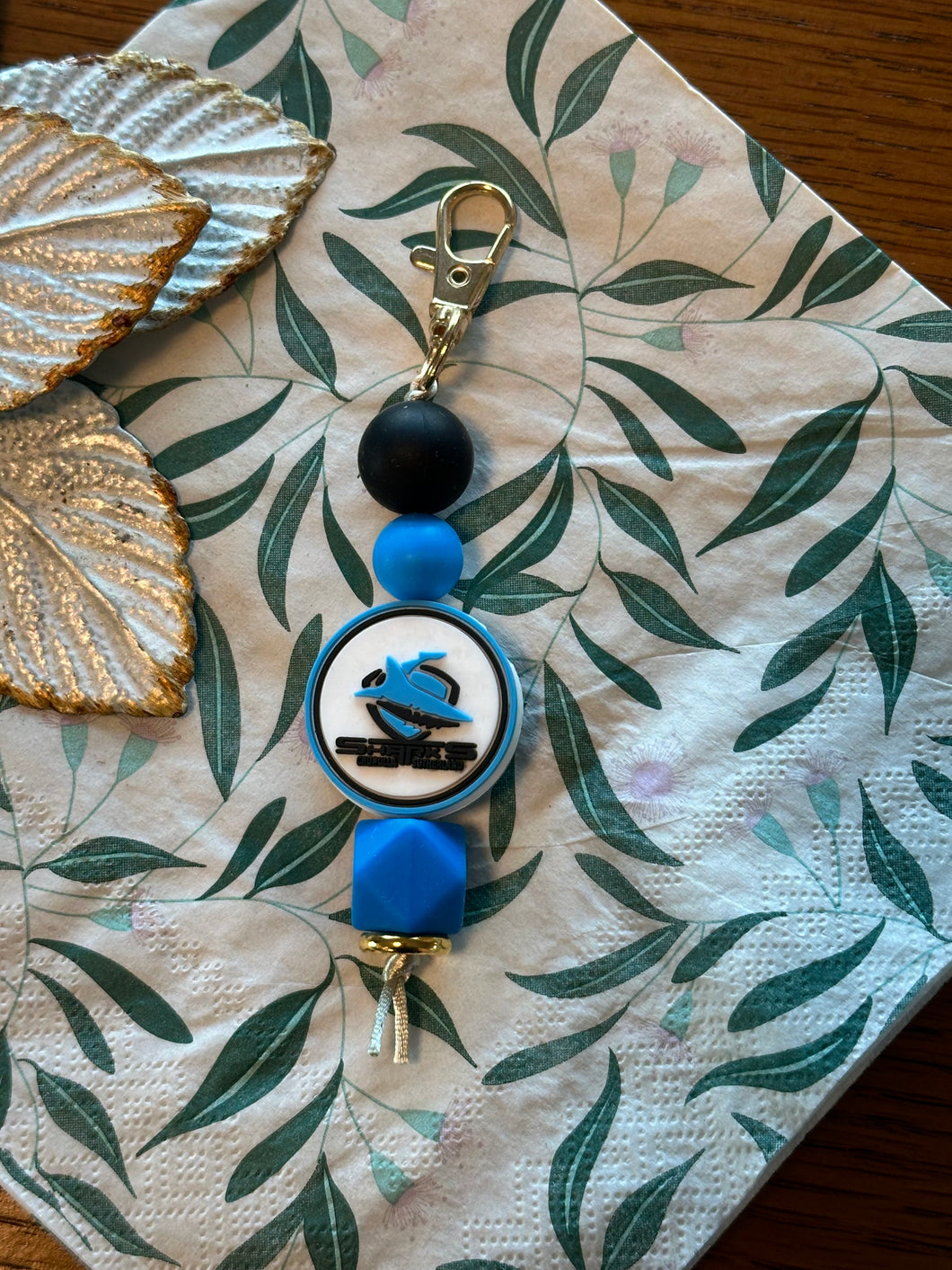 Beaded Keyring - NRL Sharks
