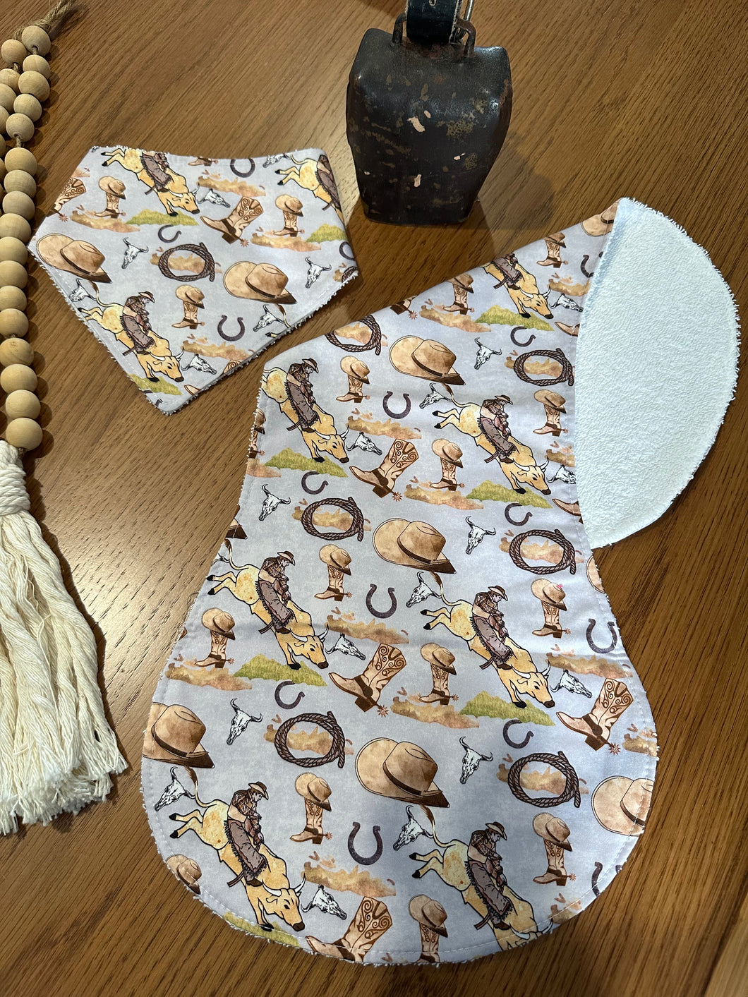 Bib & Burp Cloth Set - Bull Rider