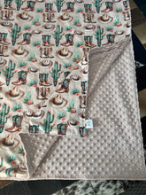 Load image into Gallery viewer, Minky Blanket - Cactus Cowgirl - Rose Dust Minky
