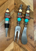 Load image into Gallery viewer, Beaded Cheese Knife &amp; Wine Stopper Set - Design 17
